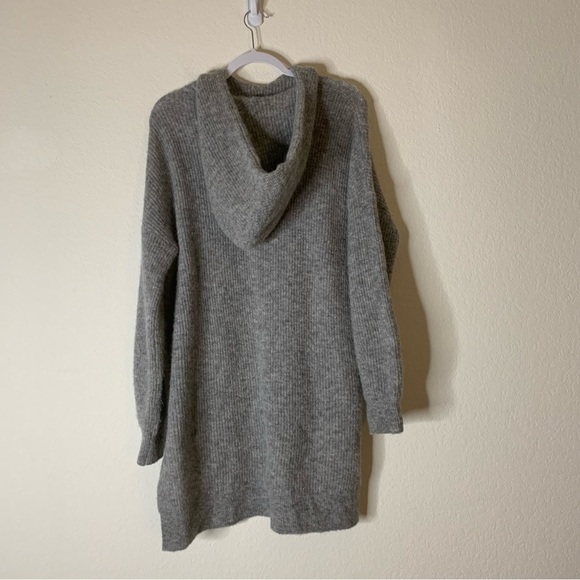 Ganni Womens gray alpaca wool blend hooded longline sweater M - Picture 7 of 9